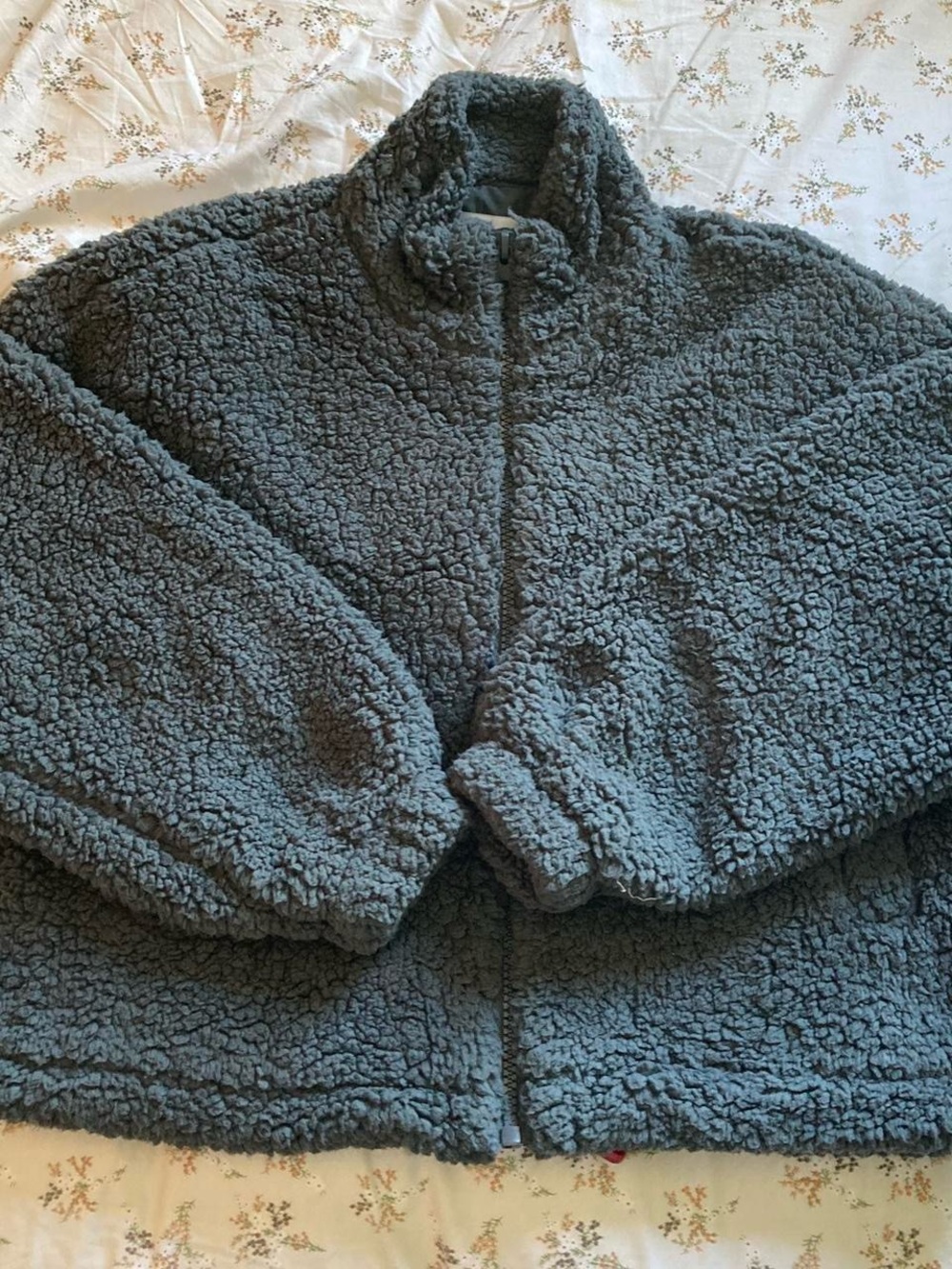 super soft fluffy gray teddy coat